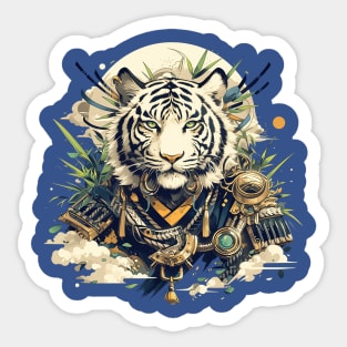 samurai white tiger Sticker